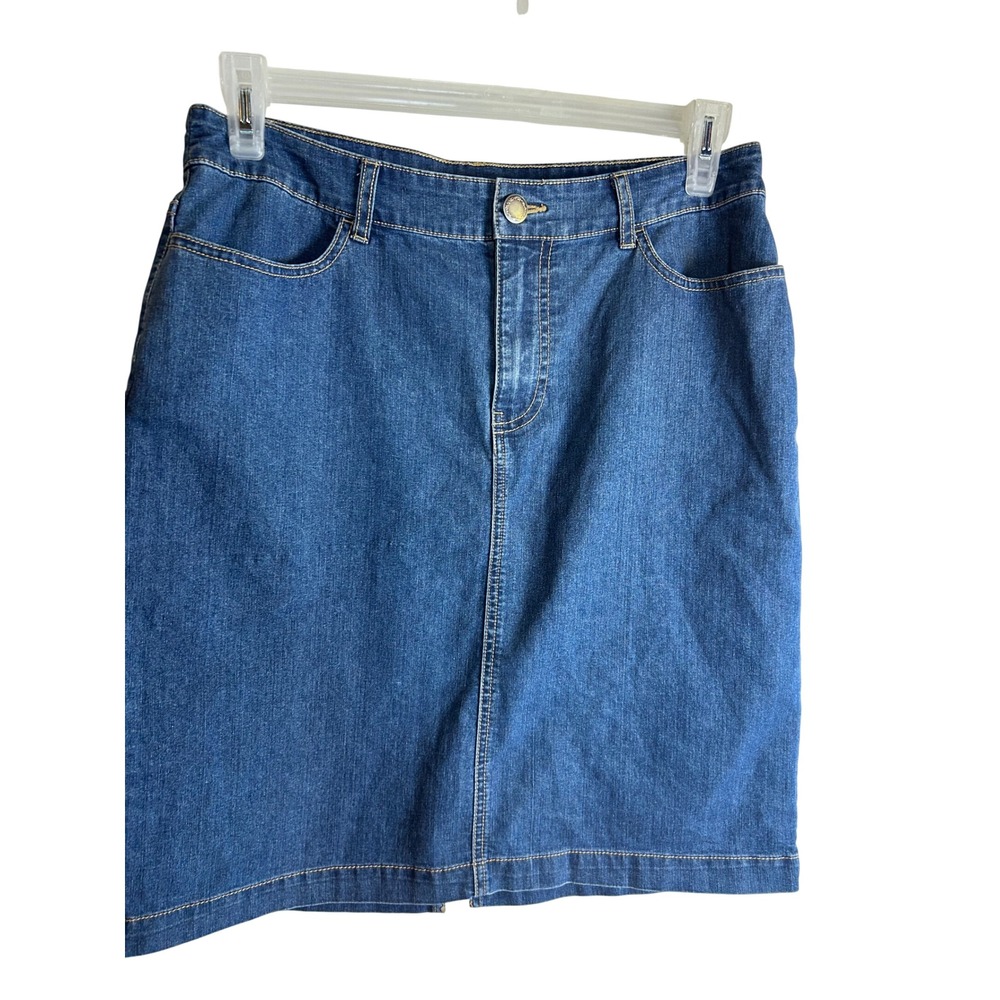 Kim Rogers Denim Skirt 12 Blue Stretch Straight Casual Women